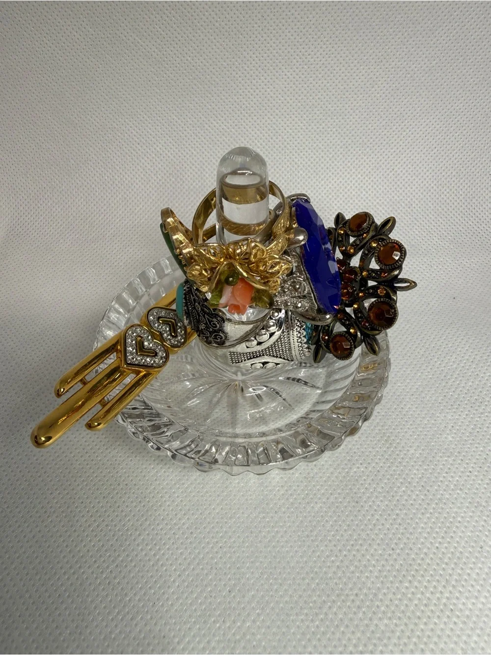 Crystal Ring Holder Dish 3 X 2.75 IN Clear. Vintage.